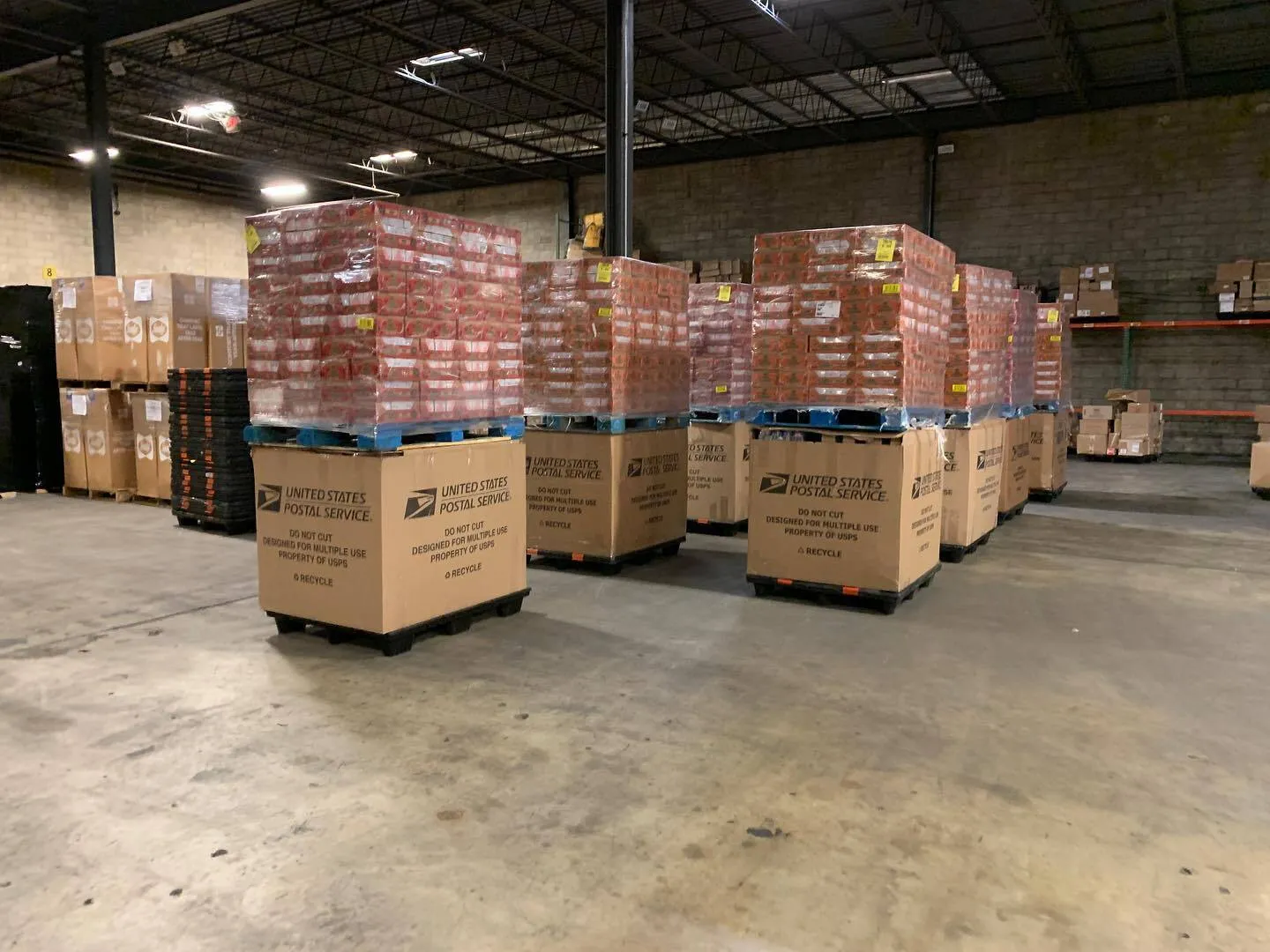 Stacks of Jackery solar energy resilience kits prepared for delivery to families in Ukraine