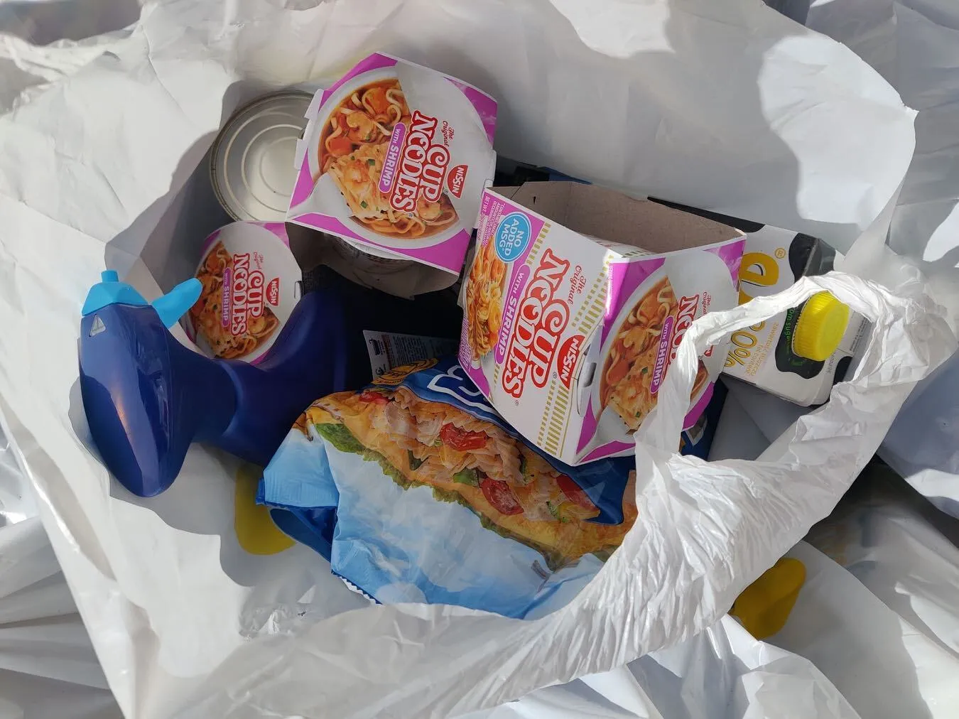 Boxes of donated food supplies for Ukraine