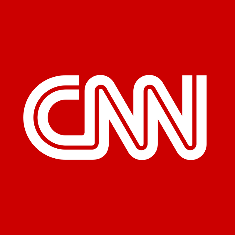 the cnn logo on a red background.