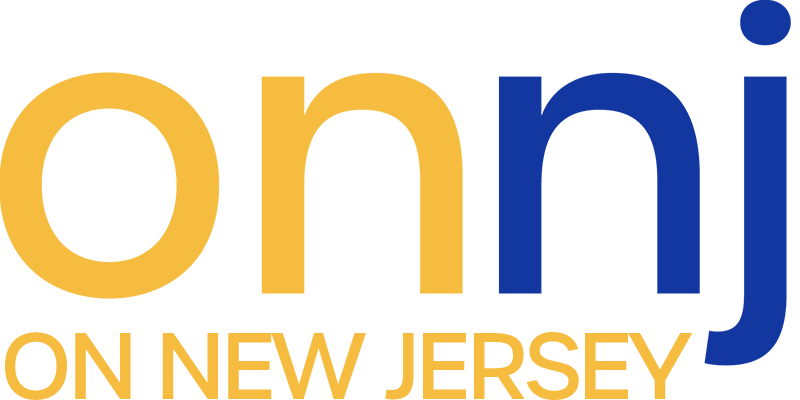 a yellow and blue logo with the words on new jersey.