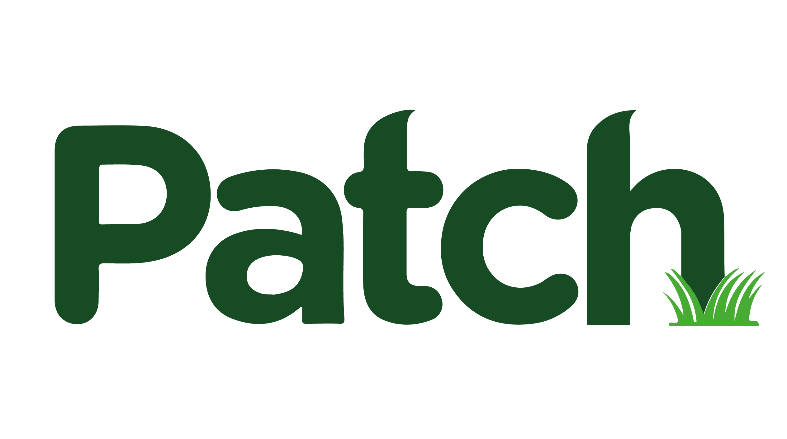 a green patch logo on a black background.