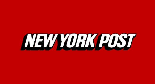 the new york post logo on a red background.