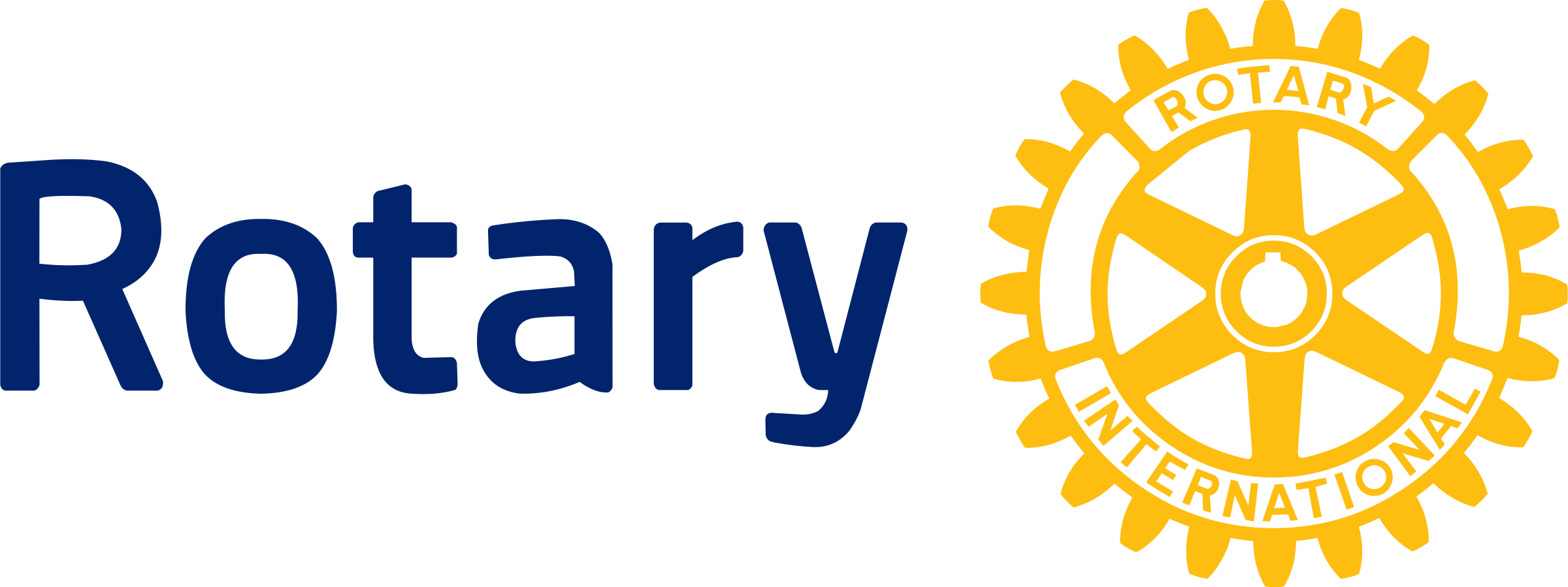 The rotary international logo on a black background.