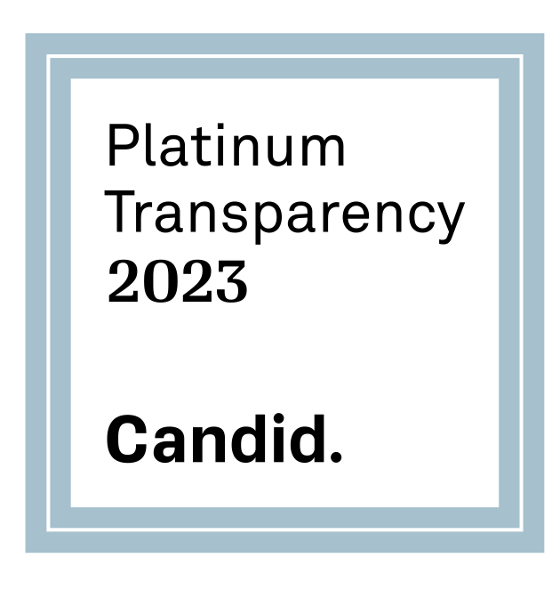 Image of a certificate displaying "Platinum Transparency 2023" and "Candid." in a framed design with light blue borders.