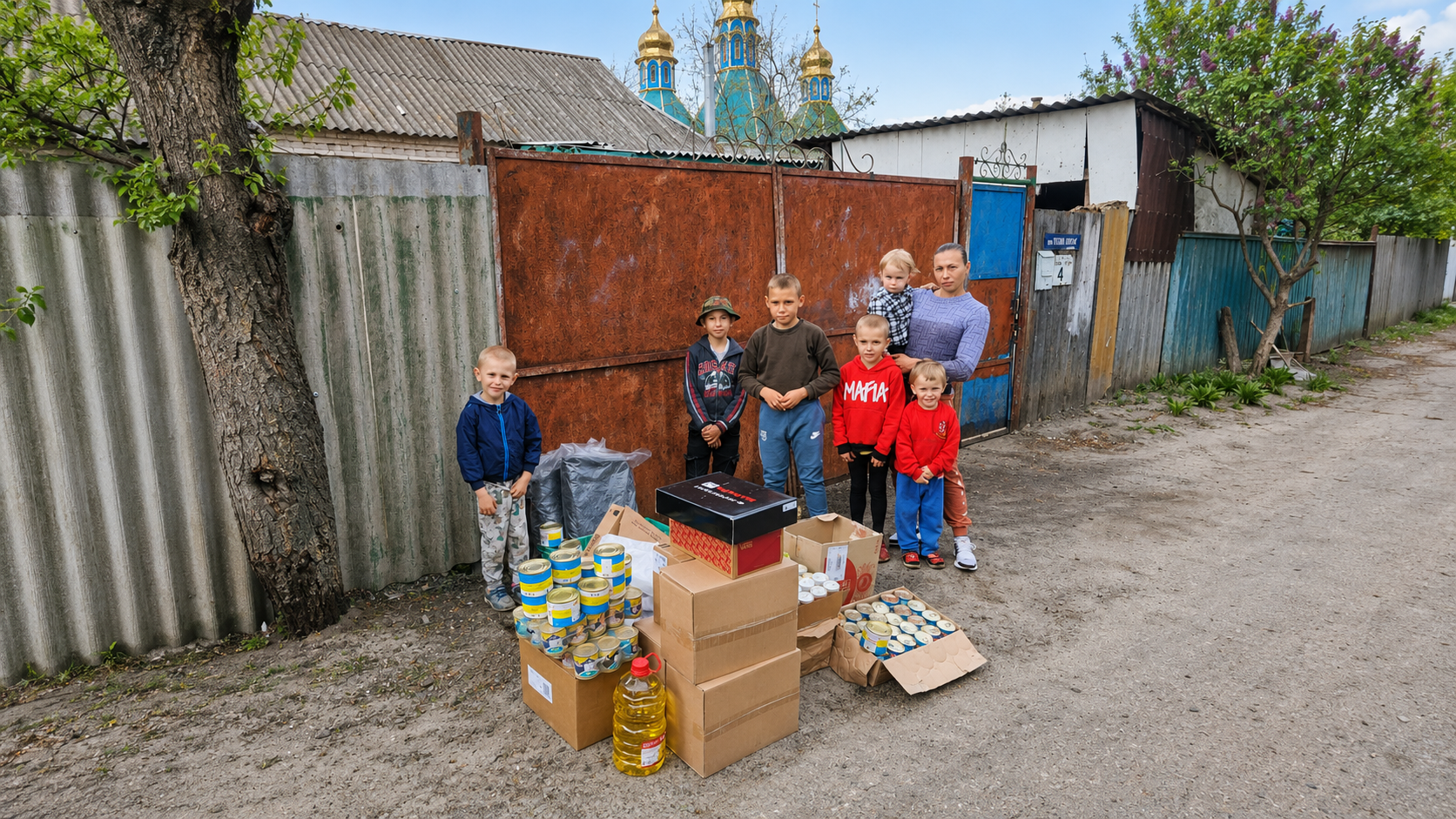 Humanitarian aid being delivered to families in Ukraine affected by the war