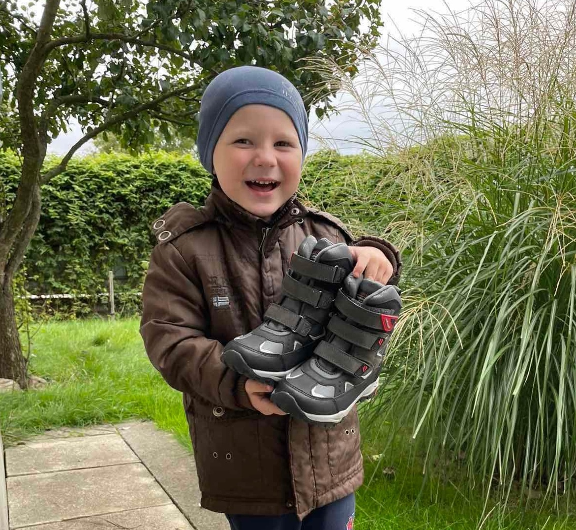 Donated shoes and winter footwear for families in Ukraine